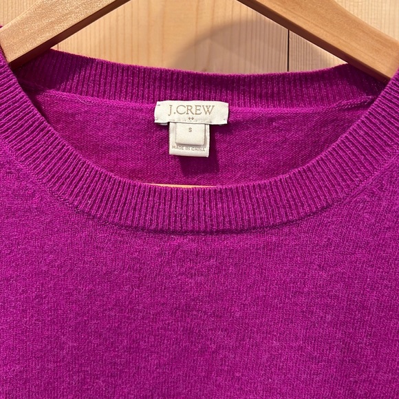 J. Crew Teddie Crew Neck Sweater Purple Fuchsia Wool Cotton Blend Size Small - Picture 3 of 4